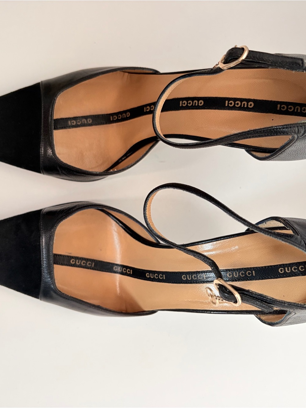 Gucci DOrsay Stiletto Pumps Interlocking GG Ankle Strap Suede Black Size 38.5C - Picture 9 of 15